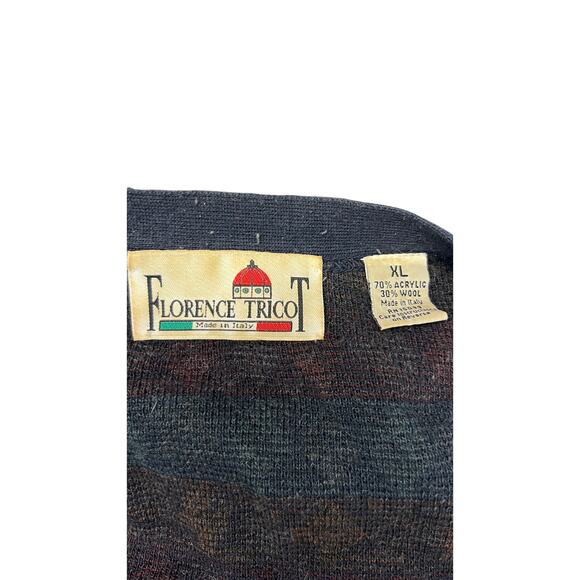 🧶 Florence Tricot Italy Wool Blend Black Cardigan XL – Vintage Argyle Grandpa - Picture 4 of 4